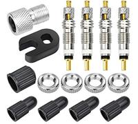 KARAA 15 Pezzi Kit di Sostituzione Valvola Bici - Nuclei Valvola Presta + Tappo Valvola Presta + Adattatore Valvola Bicicletta Strumenti per Pneumatici da Bicicletta