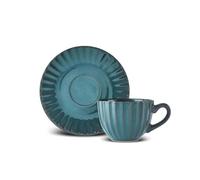 Karaca Austen - Set di 4 tazze da tè e piattino, per 2 persone, colore: Verde