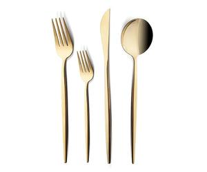 Karaca Bella Shiny Gold - Set di posate per 6 persone, 24 pezzi