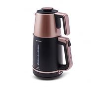 Karaca Berry Tea XL 2in1 Macchina da tè con bollitore e teiera in acciaio Roseberr, Teiera in acciaio inox, Funzione keep-warm, Capacità XL per famiglie