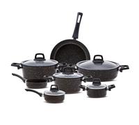 Karaca Biogranit Blackgold - Set di pentole da 12 pezzi, rivestimento antiaderente, antigraffio, sano ed ecologico, risparmio energetico, design elegante, facile da pulire