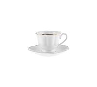 Karaca Çan Porcellana - Set di 6 tazzine da caffè turco in porcellana, 12 pezzi, 90 ml, tazza e piattino, tazzine da espresso, piccole tazzine da caffè, colore: oro bianco