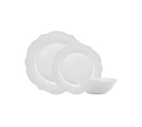 Karaca Daisy - Set di stoviglie in porcellana da 12 pezzi, con piatti da portata e dessert, ciotole per cereali e zuppe, set di stoviglie per 4 persone (bianco)
