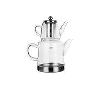 KARACA Dora - Teiera in vetro borosilicato, 1500 ml, con bollitore e colino, resistente al calore, lavabile in lavastoviglie