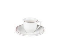 Karaca Elizabeth - Set di tazze da tè turco per 1 persona, set di 2 tazze da tè e piattino, in ceramica, piccola tazza da tè da donna, ideale per servire bevande calde (180 ml)