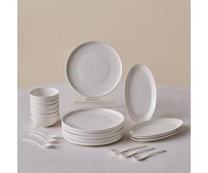 Karaca Forever Bone Fika - Set Colazione 22 Pezzi, Set Piatti Moderni per 6 Persone, Servizio Piatti in Porcellana per Brunch, Formaggi e Marmellate - Bianco