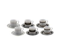 KARACA Helenistik B0BWJ4F3HL - Set di 12 tazzine da caffè turco in porcellana, per 6 persone, 80 ml, colore: nero