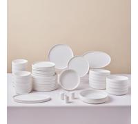 Karaca Matte Glaze - Set di stoviglie per 12 persone, in gres porcellanato, lavabile in lavastoviglie e adatto al microonde, set di stoviglie per uso quotidiano/piatto, collezione Earth, bianco
