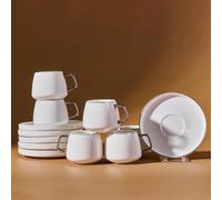 Karaca Saturn Platin - Set di 6 tazze da caffè da 90 ml, in porcellana, per caffè, tè, caffè, latte, caffè turco tradizionale