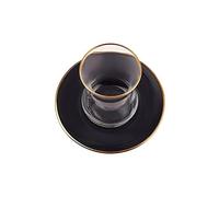 KARACA Set da tè in stile retrò antracite per 6, 6 bicchieri da tè turco, 12 pezzi, dettagli in oro