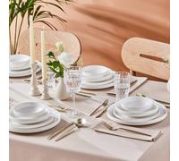 KARACA Stream Bone Saturn - Servizio da tavola per 6 persone, 24 pezzi, colore: Bianco
