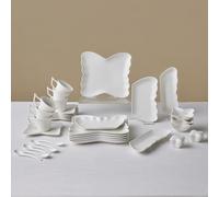 Karaca Stream - Set di stoviglie Pieris, 34 pezzi, in porcellana Bone China, per 6 persone, colore: Bianco