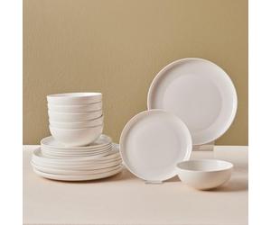 Karaca Streamline Remi - Set di piatti piani da 18 pezzi, piatti da cucina e ciotole per 6 persone, set di stoviglie in porcellana Bone China, piatti piani, ciotole, piatti da contorno