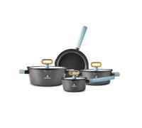 Karaca Swiss Crystal - Set di pentole in ceramica con coperchio, antiaderenti, senza PFA, lavabili in lavastoviglie, compatibili con piano cottura a induzione, nero, 7 pezzi