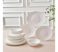 Karaca White Pure - Servizio da tavola per 6 persone, in vetro, 24 pezzi, elegante, resistente al calore, con piatti piani, pasta, cereali/zuppe e piatti da dessert