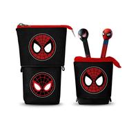 Marvel Spiderman Peter-Astuccio Cute + 2 Penne Gel Cancellabili, Nero e Rosso, 11,5 x 17 cm