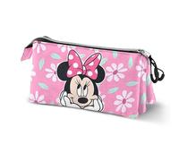 Disney Minnie Mouse Blooming-Astuccio Triplo Rosa, 23 x 11 cm