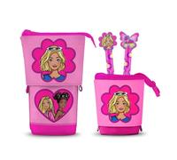 Karactermania Barbie Flower-Astuccio Cute + 2 Penne Gel Cancellabili, Rosa, 11,5 x 17 cm