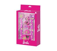 Karactermania Barbie Mix-Confezione di Penna a Gel Cancellabile + Matita Eterna + 4 Gomme + Temperamatite, Rosa, 14 x 23 cm