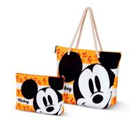 Karactermania - Borsa da spiaggia Soleil con beauty case in omaggio. Mickey Mouse Arancione