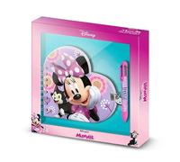 Disney Minnie Mouse Cat-Confezione con Diario Cuore + Penna 6 Colori, Lilla
