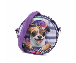 Karactermania Krazymals Chihuahua-Borsa a Tracolla Rotonda, Lilla, 18 x 18 cm