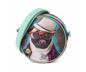 Karactermania Krazymals Pug-Borsa a Tracolla Rotonda, Marrone, 18 x 18 cm