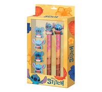 Disney Lilo e Stitch Mix-Confezione di Penna a Gel Cancellabile + Matita Eterna + 4 Gomme, Giallo, 14 x 23 cm