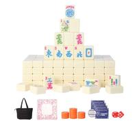 Karanava American Mahjong Tile Set, kit tutto in uno: 166 piastrelle bianche premium, 100 chip di conteggio, 1 tappetino Mahjong, carte Jong da 4 mAh, 2 dadi, 1 borsa per il trasporto