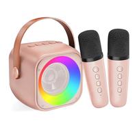 Karaoke Bambini con 2 Microfoni, Microfono Karaoke per Bambini e Adulti, Luci LED ed Effetti di Cambio Voce, Set di Microfoni e Altoparlanti Portatili, Regali per bambini 3-12 anni ragazzi e ragazze