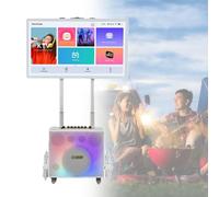Karaoke Bluetooth Portatile, Sistema KTV Bluetooth Touch Screen Da 32" Con 2 Microfoni Wireless, Luce Colorata a LED, Macchina Karaoke Professionale Pieghevole Per Campeggio, Feste, All'aperto