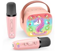 Karaoke con 2 Microfono Bambini, Unicorno Regalo Giochi Bambina 3-12 Anni | Portatile Canta tu Karaoke Microfono Bluetooth per Bambini con DSP e luci LED, Giocattoli Bambina 3-12 Anni