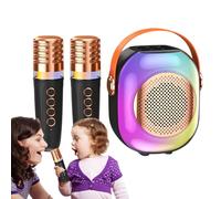 Karaoke con microfoni, macchina per karaoke wireless per microfono incluso macchina per karaoke - Macchina per cantare divertente con illuminazione colorata, altoparlante karaoke per la casa per