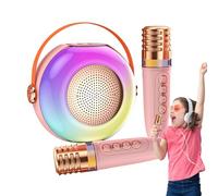 Karaoke - Custodia audio con lettore musicale e 2 microfoni, macchina compatta con illuminazione,per compleanni a casa, riunioni familiari e feste per bambini