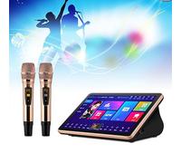 Karaoke da 18,5", Macchina Karaoke con touch screen capacitivo con 2 microfoni wireless, Controllo vocale intelligente AI per la funzione Canzone, Supporto di più lingue per la casa