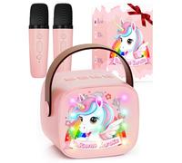 Karaoke Macchina per bambini con 2 microfono Bluetooth per ragazze 3, 4, 5, 6, 7, 8, 9, 10, 11, 12+ anni