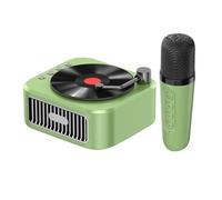 Karaoke Machine Adults, Small Retro Karaoke Speaker, Handheld Wireless Music Player, Color Green, White Microphone, for Party and Family Fun Whether Hosting a Party