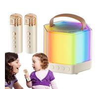 Karaoke Machine, microfono portatile e altoparlante, RGB Lighting Wireless Speaker Set, 2 Wireless Mics for Camping, Picnics, Family Parties, Birthdays & Weddings