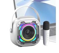 Karaoke Machine, Portable Microphone Speaker, Handheld Singing Device with Handle RGB Lights, Music Amplifier for Home, Party, Performance, Sturdy, 1200mAh