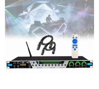 Karaoke Mixer Effettore con Bluetooth, USB, Fibra, Ingresso coassiale, Processore Anti-Howling e 7 Ritmi Lampeggianti per Prestazioni