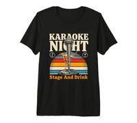 Karaoke Notte Stage E Bere Musica Retro Bar Maglietta Premium
