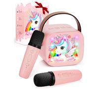 Karaoke per Bambini con 2 Microfoni Wireless Bluetooth, Gioco Musicale Unicorno per Bambina 3-12 Anni, Canta Tu Karaoke Portatile, Regalo Perfetto per Bambina