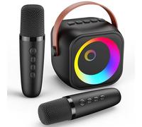 Karaoke per Bambini con 2 Microfoni Wireless & Luci LED - Microfono Bambini Giochi Bambina 3-12 Anni, Microfono Bluetooth con Effetti Voce Divertenti - Regalo Pasqua Bambini