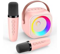 Karaoke per Bambini con 2 Microfoni Wireless & Luci LED - Microfono Bambini Giochi Regalo Bambini 3-12 Anni, Microfono Bluetooth con Effetti Voce Divertenti - Regalo Pasqua