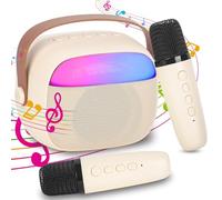 Karaoke per Bambini e Adulti con 2 Microfoni Senza Fili Bluetooth, Macchina Karaoke Portatile con Luce LED ed Effetti di Cambio Voce, Regali per Bambini da 3 a 18 Anni, Ragazzi e Ragazze