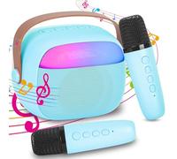 Karaoke per Bambini e Adulti con 2 Microfoni Senza Fili Bluetooth, Macchina Karaoke Portatile con Luce LED ed Effetti di Cambio Voce, Regali per Bambini da 3 a 19 Anni, Ragazzi e Ragazze