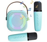 Karaoke per bambini, karaoke con microfono, microfono bluetooth con 2 Microfono, Portatile Karaoke Microfono con Cambio di voce e Luci LED, Altoparlante Bluetooth con Microfono (blu)