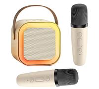 karaoke per bambini, karaoke con microfono, microfono bluetooth con 2 Microfono, Portatile Karaoke Microfono con Cambio di voce e Luci LED, Altoparlante Bluetooth con Microfono