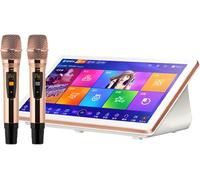 Karaoke Player 18,5-IH Touch Screen all-in-One Machine, Desktop, Effetti integrati con 2 Microfono Wireless per la Festa del Bar di Famiglia, Bianco, 3 TB