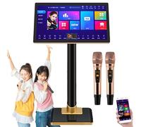 Karaoke Player with 2 Reverb Wireless Mic, 21.5 Inch Capacitive Touch Screen, Support Phone App, WeChat and Voice Assistant,1.1 Million Cloud Download Songs, Songs Machine for Family Bar Party,4T